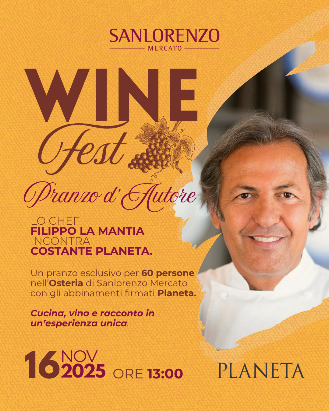 Pranzo D’autore a cura di Filippo La Mantia e Planeta | Wine Fest 2025